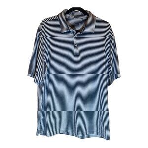 Walter Hagan 11 Majors Navy White Striped Performance Golf Sport Polo Shirt L